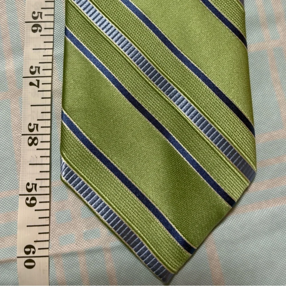 Michael Kors Green Striped Silk Tie Navy Silver Diagonal Stripe Men’s Necktie